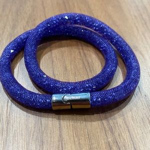 Swarowski bracelet with crystals (double wrap) in purple